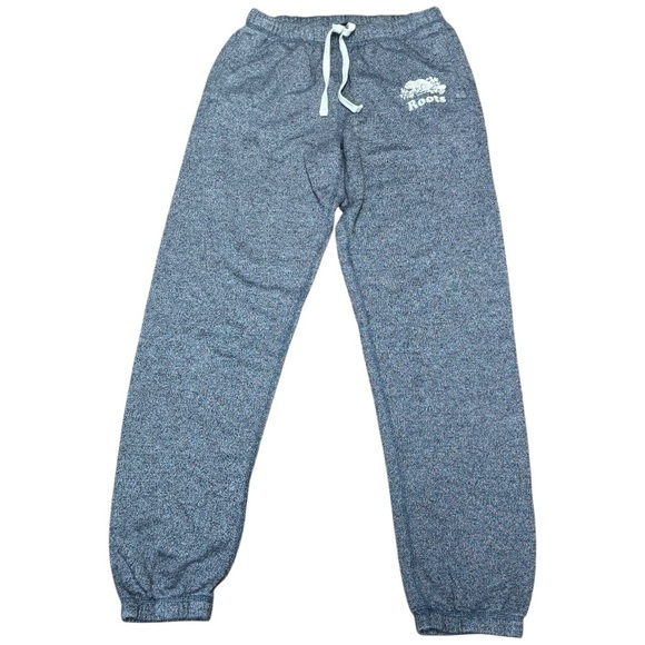 Roots Athleisure Marled Blue Logo Sweatpant Joggers Size Small - EUC - Picture 2 of 7